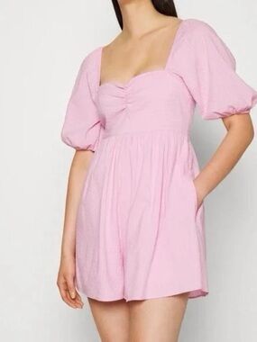 Abercrombie & Fitch Light Pink Puff-Sleeve romper